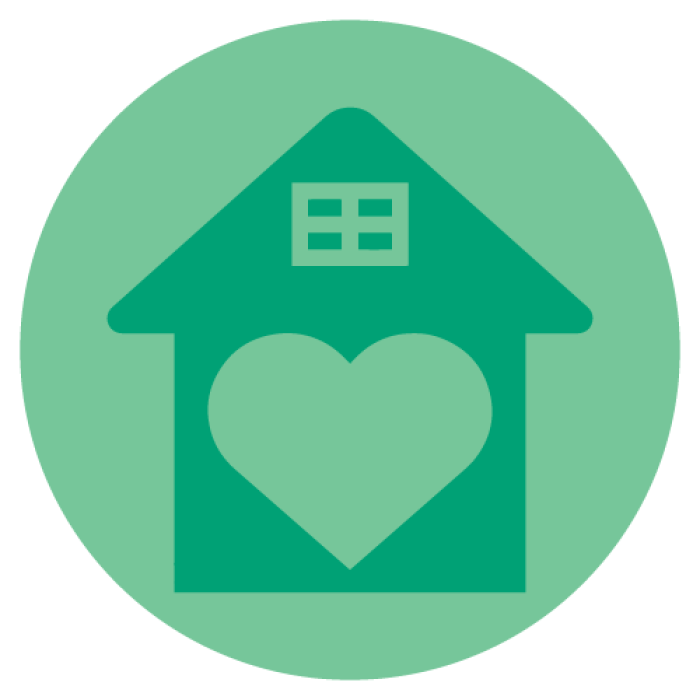 Heart inside house icon