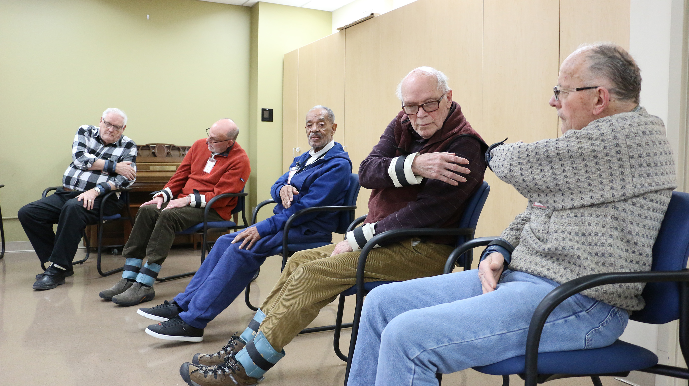 older adults exercising, adult day health program, active programming for elders, healthy aging & caregiving, wilder foundation community center for aging