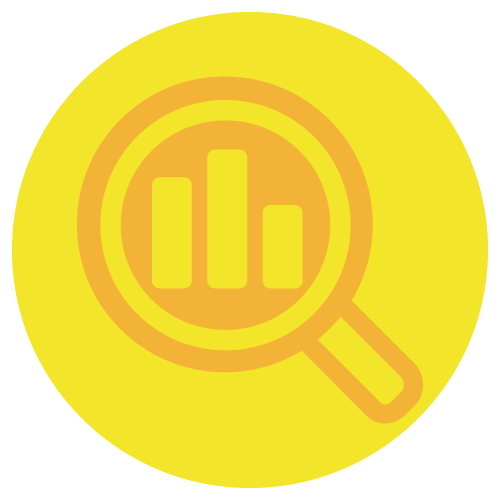 Magnifying glass with bar charts icon
