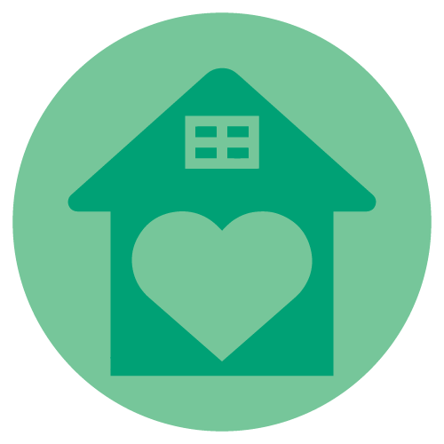 Heart inside house icon