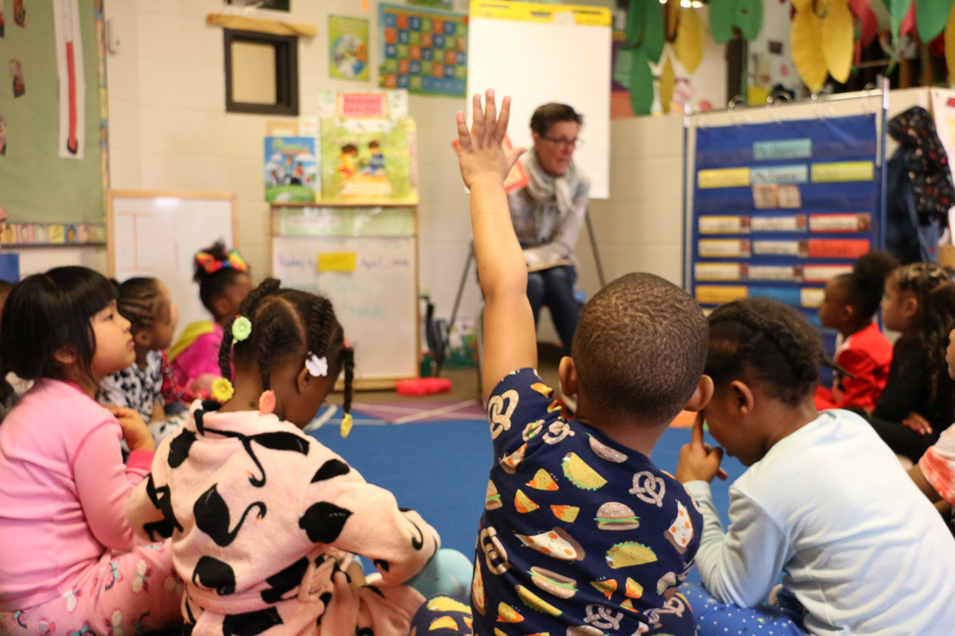 Minnesota Children's Book Author and Artist, Nancy Carlson, visited the Wilder Child Development Center for a book reading and drawing lesson.