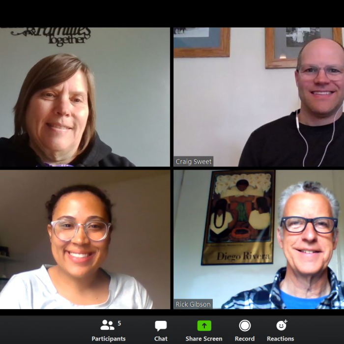 Achievement Plus staff on Zoom video call