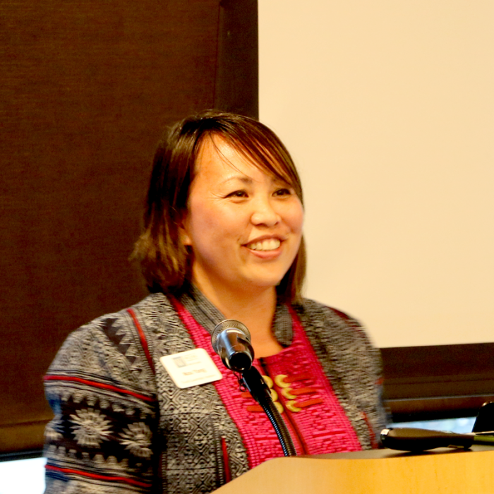 Senior Director of Wilder Community Leadership Programs Nou Yang speaks at Wilder Center for a fundraising event for Hmong youth