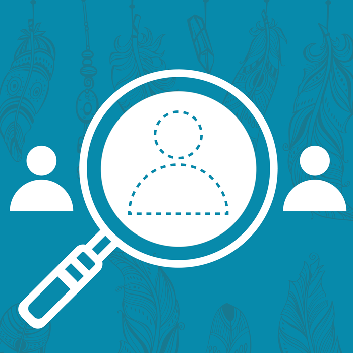 A magnifying glass focuses on the outline of a person.