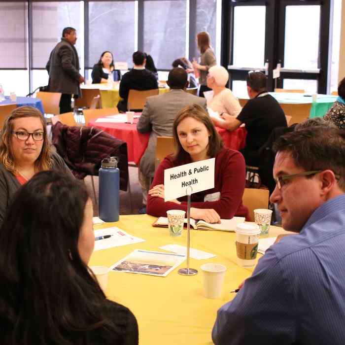 Speaking for Ourselves event attendees discuss next steps.