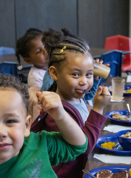 Students eating breakfast at Wilder Child Development Center 