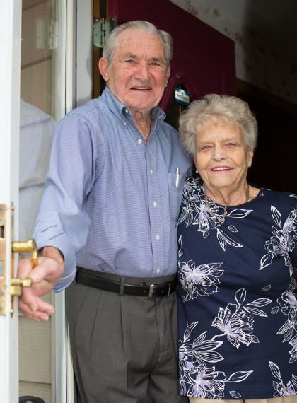 Meals on Wheels recipients at front door