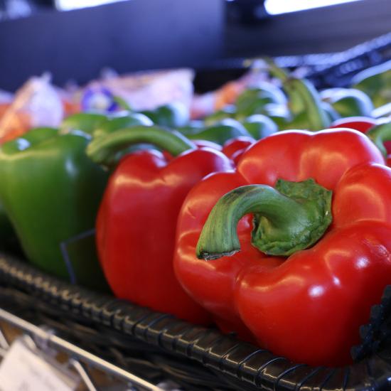 Red and green bell peppers