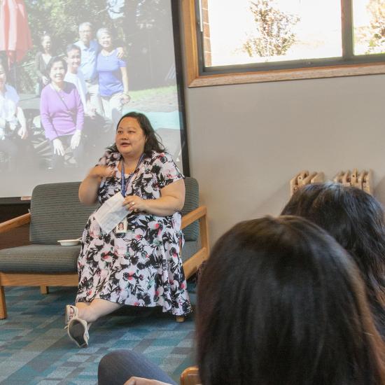 Pahoua Yang, Vice President of Wilder Community Mental Health and Wellness, speaking at Wilder Center for Social Healing