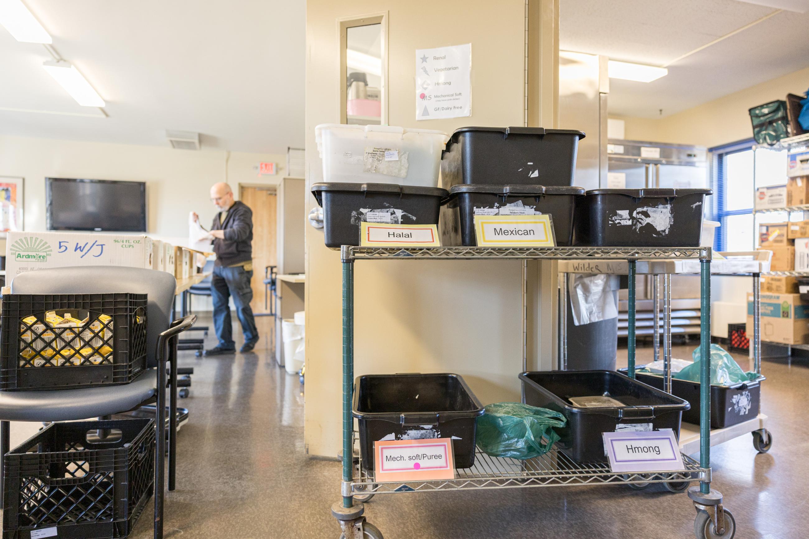 Meals on a cart with culturally inspired options.