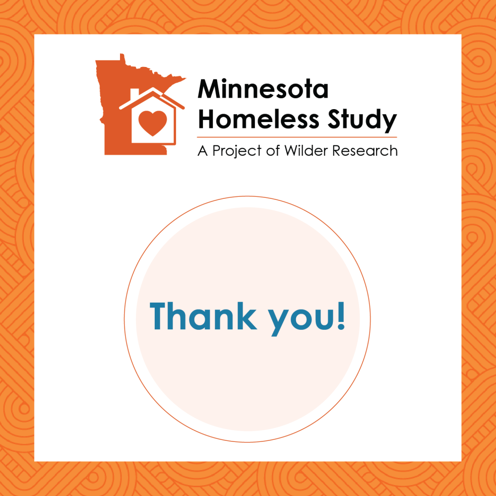 Thank you for your participation in the Minnesota Homeless Study