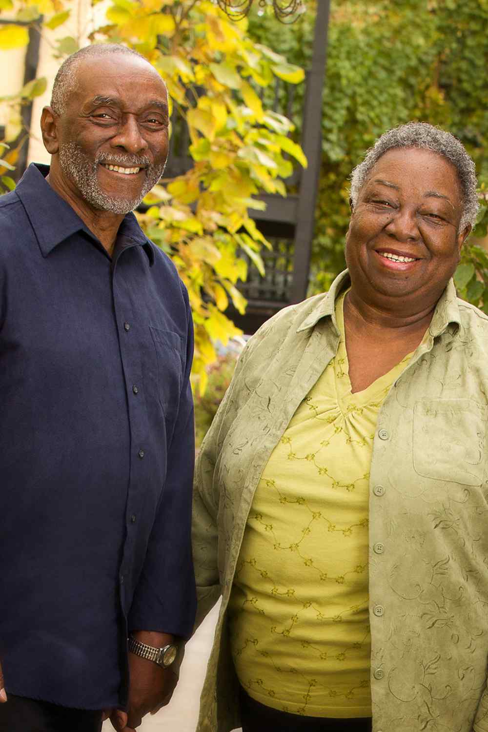 Meals on Wheels recipients in backyard