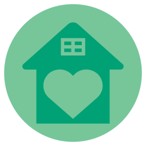 Heart inside house icon