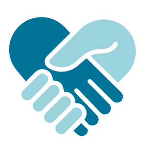 Icon of two hands folded together into a heart shape