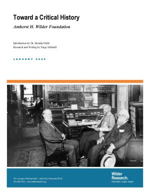 cover of Wilder history report with title and historical image