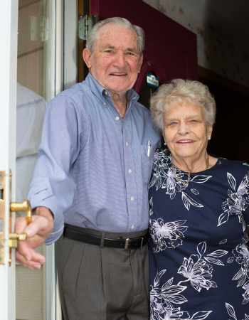 Meals on Wheels recipients at front door