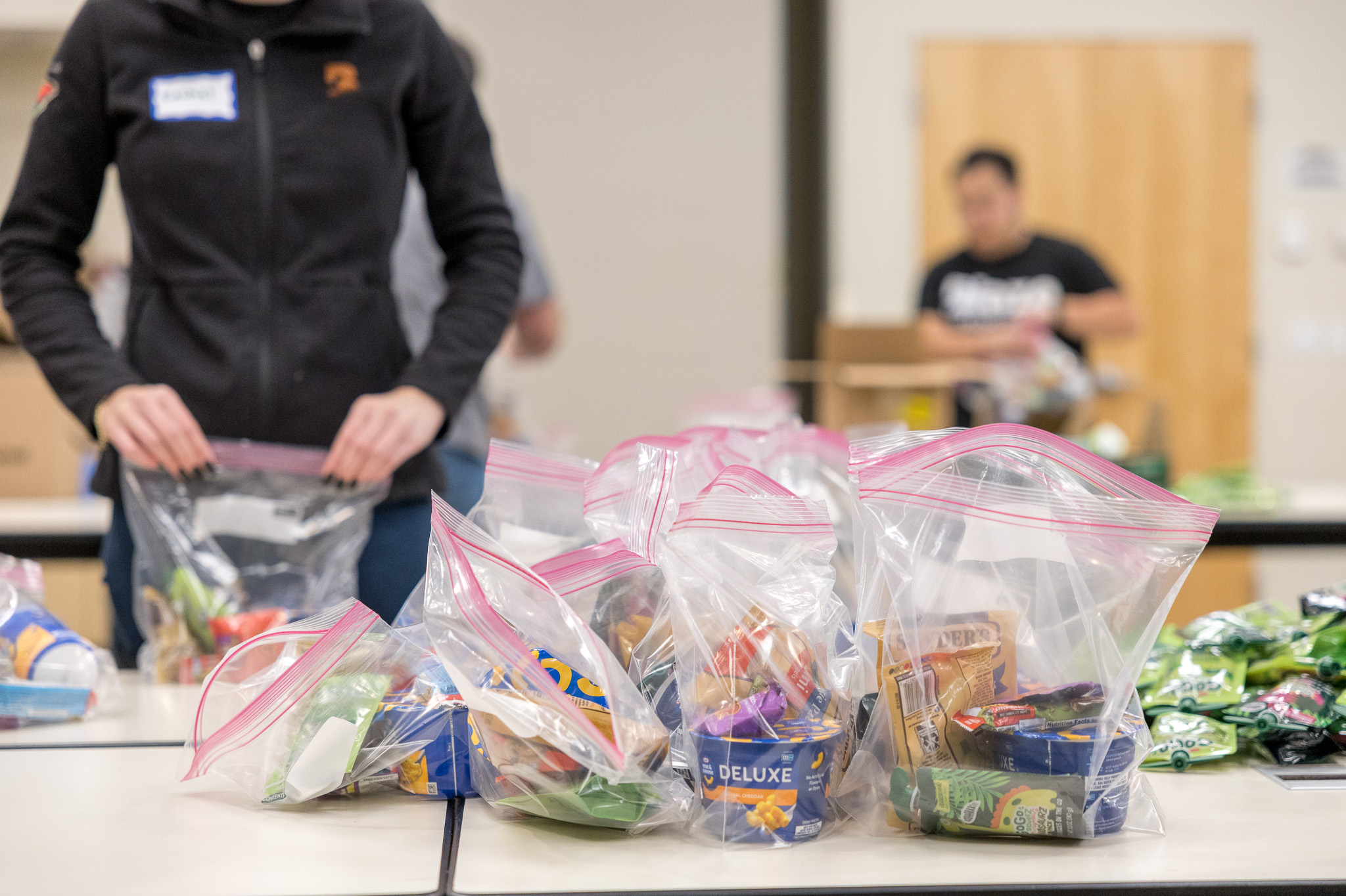 Snack packs on table assembled for Wilder programs