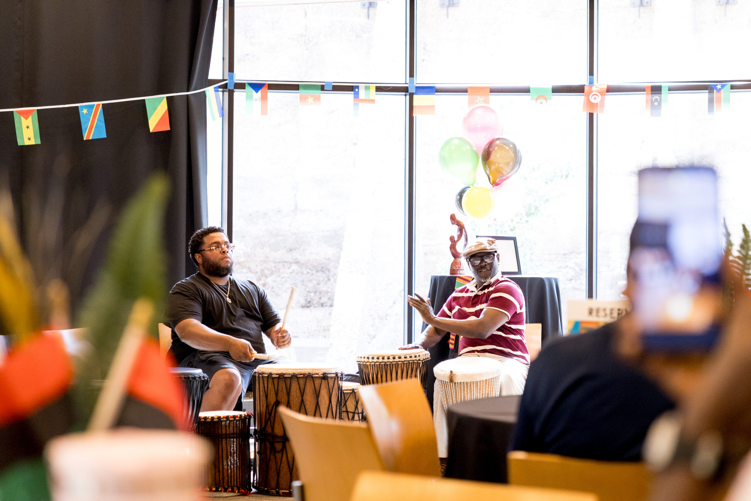 Drum circle performance, from Kofi, Wilder's school-based mental health group.