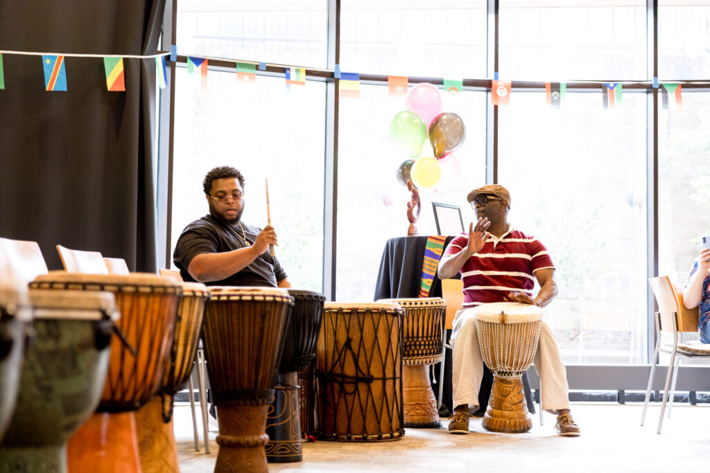 Drum circle performance, from Kofi, Wilder's school-based mental health group.