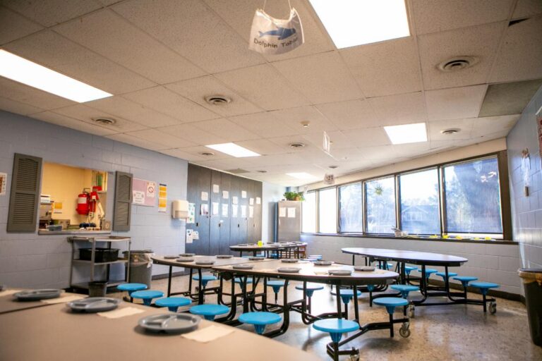 Photo of the empty cafeteria at the Child Development Center